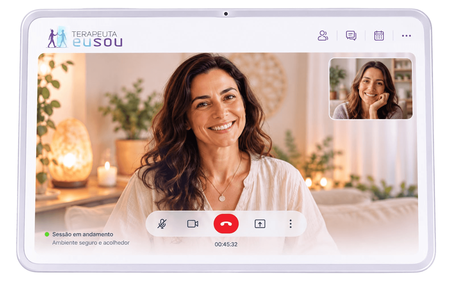 Sessão online em tablet
